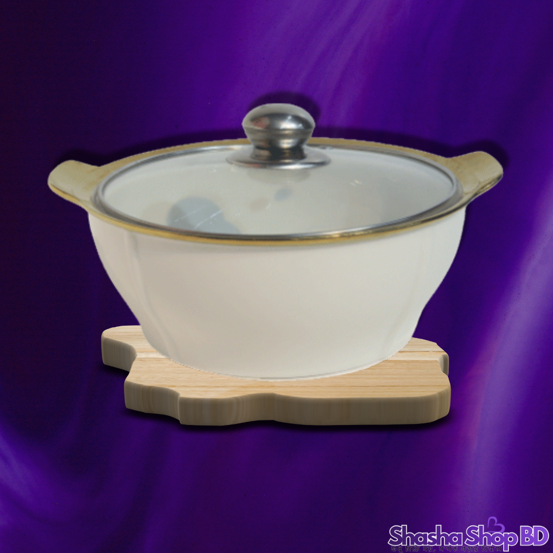 CC Ceramic Soup Pot with Glass Lid (Premium White) (Elegant Serving & Cooking – আপনার ডাইনিং টেবিলে নিয়ে আসবে আভিজাত্যের ছোঁয়া!)