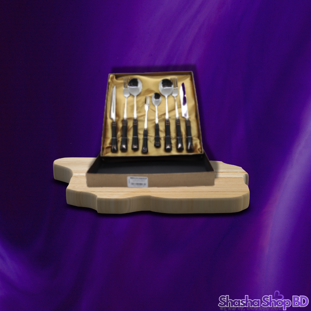 🍴 CC High Grade Tableware Spoon Set - 8 Pcs (Elegant Black) (Luxury Dining Essentials – আপনার ডাইনিং টেবিলে নিয়ে আসবে আভিজাত্য ও আধুনিকতার ছোঁয়া!)