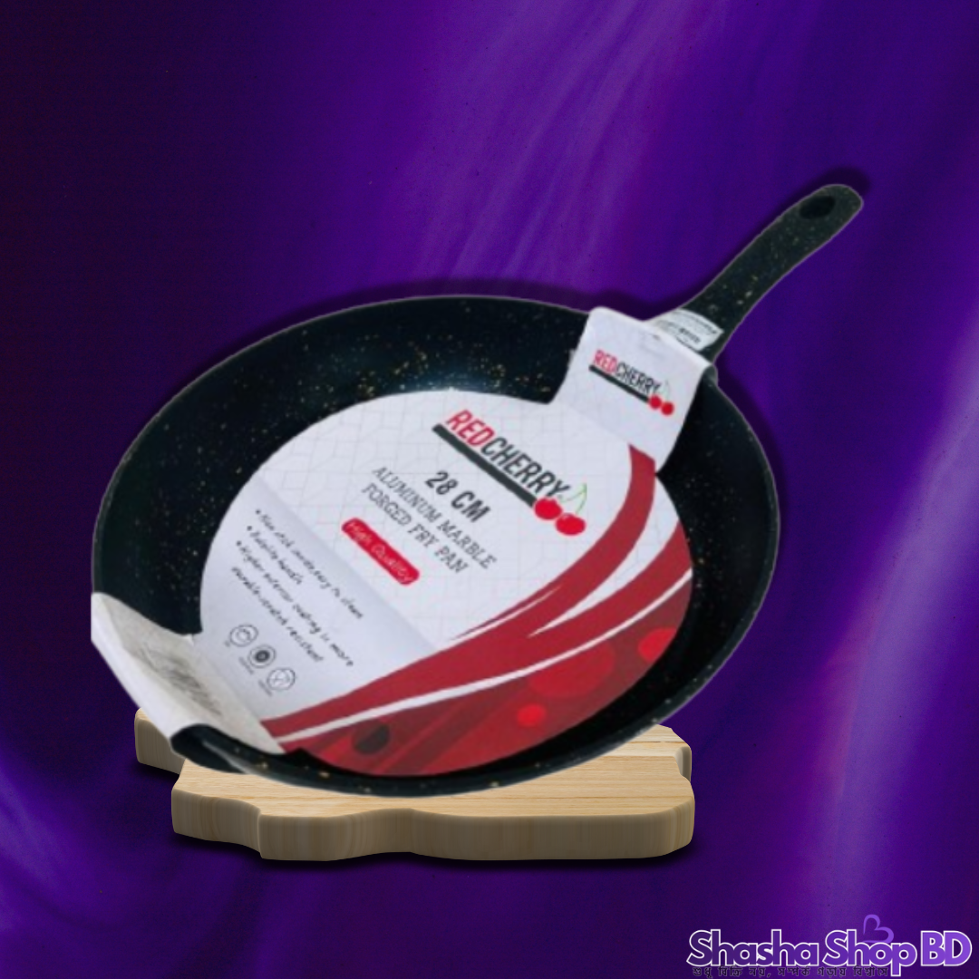 🍳 Red Cherry Aluminum Marble Forged Fry Pan (28 CM) (Extra Large Cooking Surface – বড় পরিবার আর রাজকীয় রান্নার জন্য সেরা পছন্দ!)