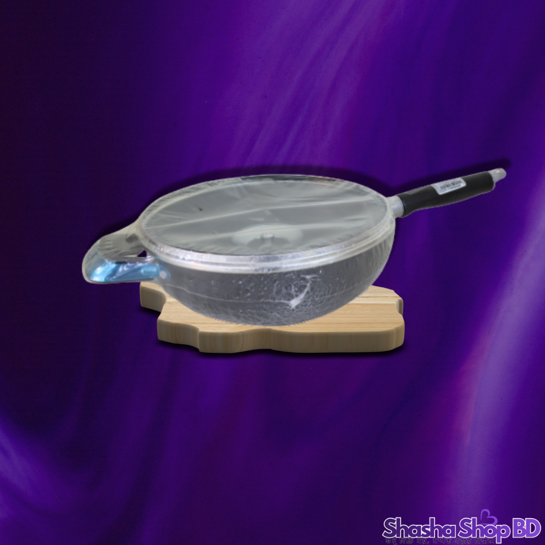 🍳 Kawashi Aluminium Non-Stick Wok Pan with Glass Lid (24 CM) (Efficient Cooking & Healthy Living – আপনার প্রতিদিনের রান্নায় আনুন নতুন গতি!)