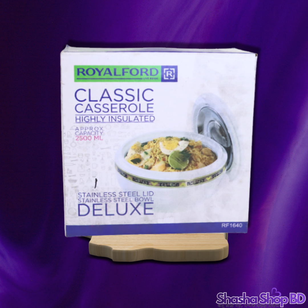🍲 Royalford Deluxe Classic Casserole - 2500 ml (RF1640) (Highly Insulated Hot Pot – আপনার পছন্দের খাবারকে রাখুন দীর্ঘক্ষণ সতেজ ও ধোঁয়া ওঠা গরম!)