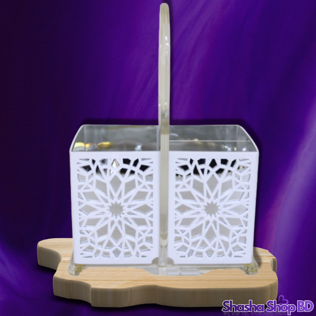 ✨ Loocl Rectangular Cutlery Holder - Gold & Silver (Model: ACC234) (Organized Dining with Artistic Elegance – আপনার ডাইনিং টেবিলকে দিন এক পরিপাটি ও অভিজাত লুক!)