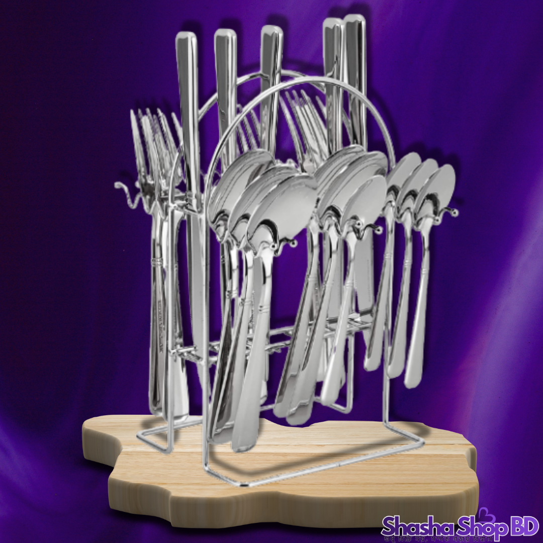 🍴 CC Stainless Steel Cutlery Set - 24 Pcs (Model: AB095) (Elegant Minimalism & Durable Craftsmanship – আপনার প্রতিদিনের ডাইনিংকে করুন আরও আধুনিক!)