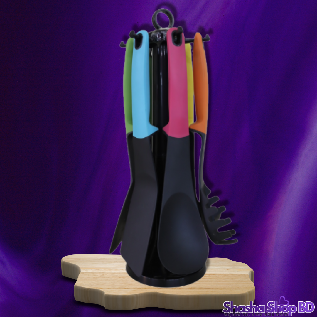 🍳 Romantic Home 7 pcs Nylon Kitchen Tools Set (Model: YA-1266) (Smart Cooking, Vibrant Style – আপনার রান্নঘরকে করুন আরও রঙিন ও আধুনিক!)