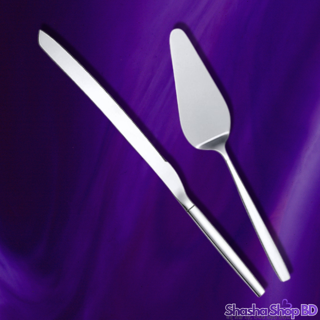 🎂 Ansa Cake Knife & Spatulas Set - 2 Pcs (Elevate Your Celebrations – প্রতিটি উৎসবের মুহূর্তকে করুন আরও স্মরণীয় ও অভিজাত!)