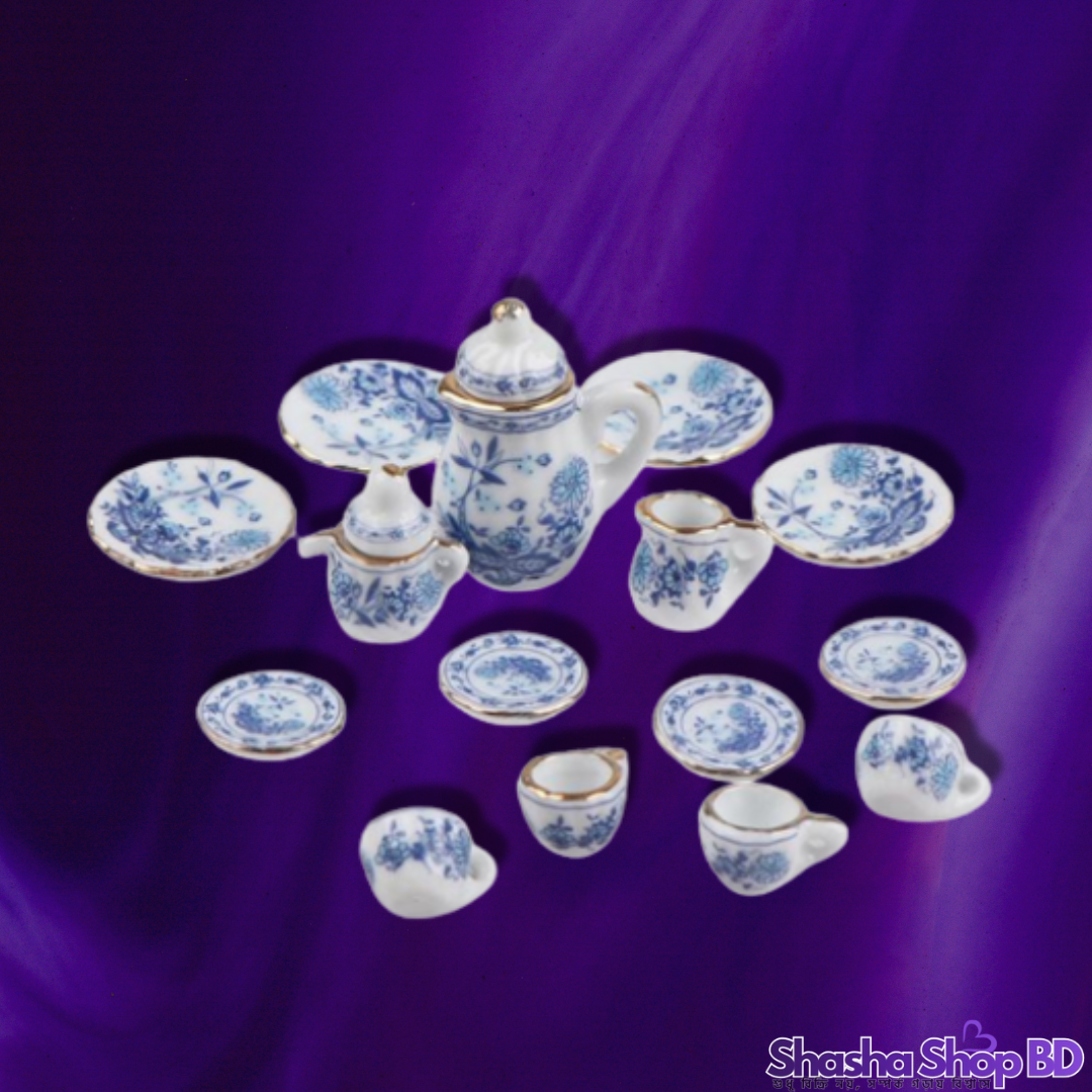 ☕ Subaishi Ceramics Tea Pot Set - 15 Pcs (Model: RCCCS-024) (Vintage Floral Artistry for Your Tea Table – আপনার চা পানের আড্ডায় নিয়ে আসুন বনেদি আভিজাত্য!)