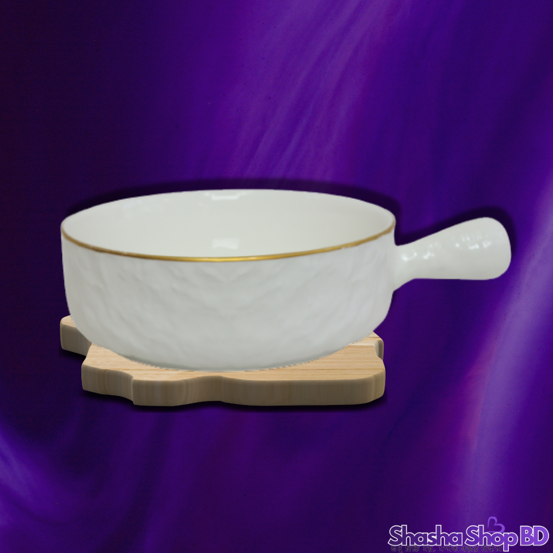 Rongzhi Ceramic Handle White Bati With Gold (Model: S07) (Minimalist Elegance & Royal Touch – আপনার ডাইনিং টেবিলে আনুন রাজকীয় আভিজাত্য!)