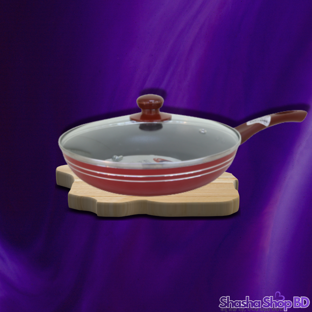 🍳 Kawashi Aluminium Non-Stick Fry Pan with Glass Cover - 24 CM (Healthy Cooking, Elegant Living – আপনার প্রতিদিনের রান্নাকে করুন আরও সহজ ও স্বাচ্ছন্দ্যময়!)