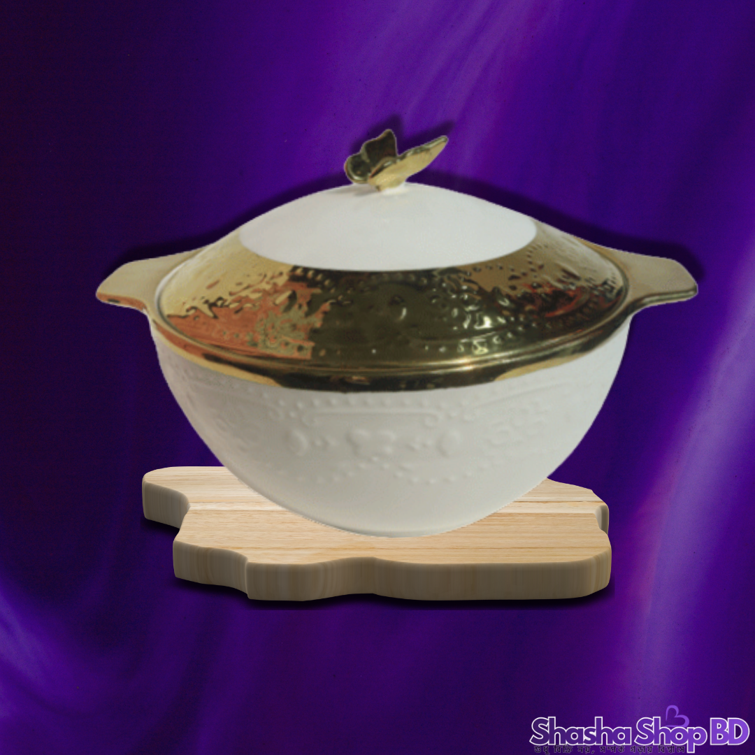CC Ceramic Soup Pot with Butterfly Lid - 1 Set (Luxury Dining with an Artistic Touch – আপনার ডাইনিং টেবিলে আনুন রাজকীয় সৌন্দর্য!)