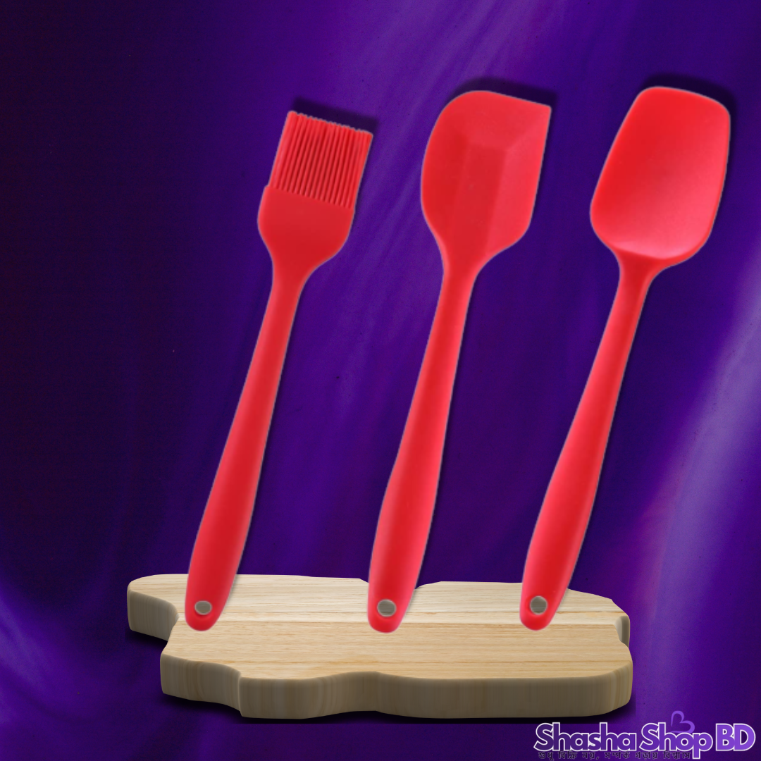 Red Cherry Silicone Spatula & Brush Set (Model: KW-606) (Elevate Your Baking & Cooking Experience – আপনার রান্না ও বেকিং হোক আরও সহজ ও নিখুঁত!)