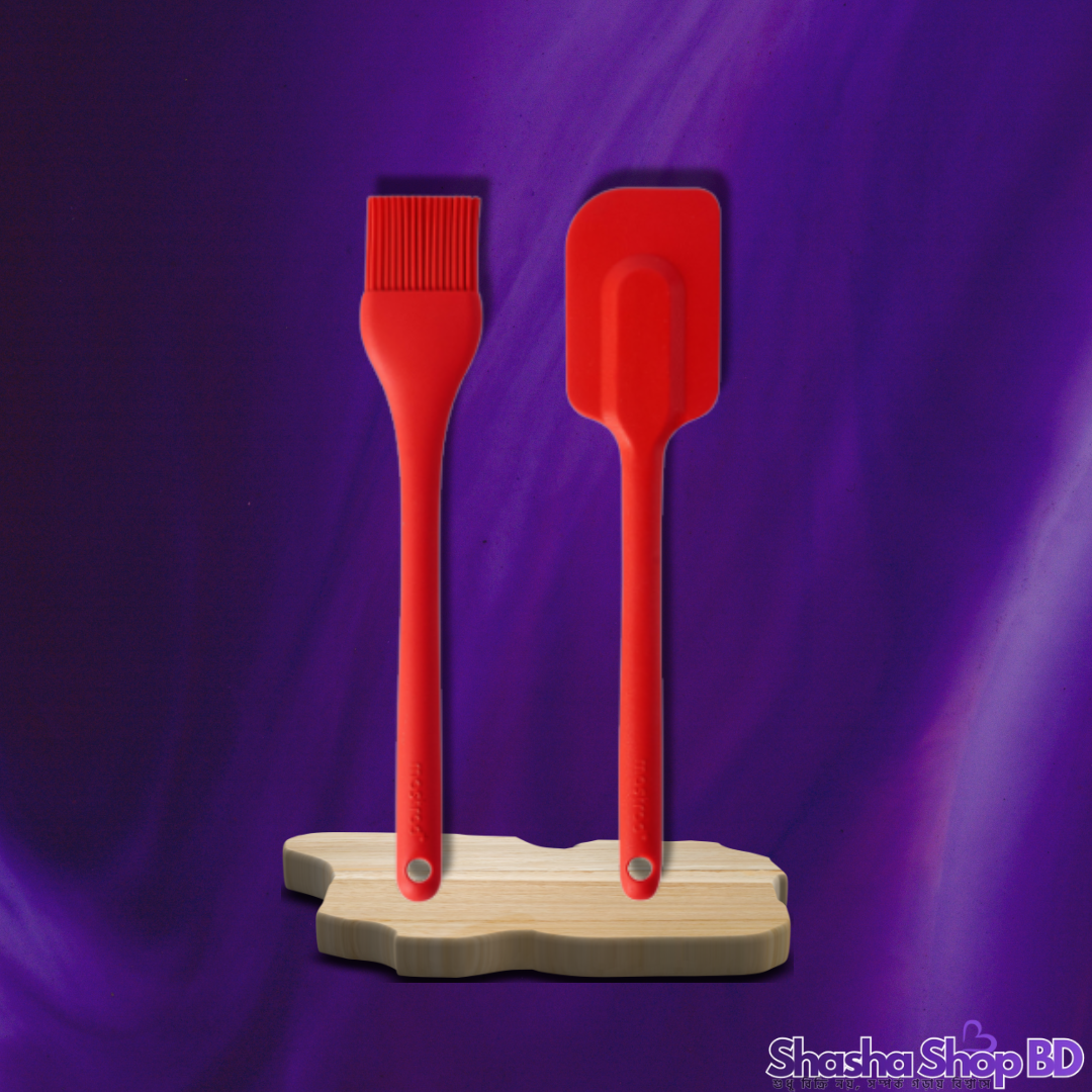 Red Cherry Silicone Spatula & Brush Set (Model: KW-607) (The Perfect Duo for Baking & Cooking – আপনার রান্না ও বেকিং হোক আরও সহজ ও আনন্দদায়ক!)
