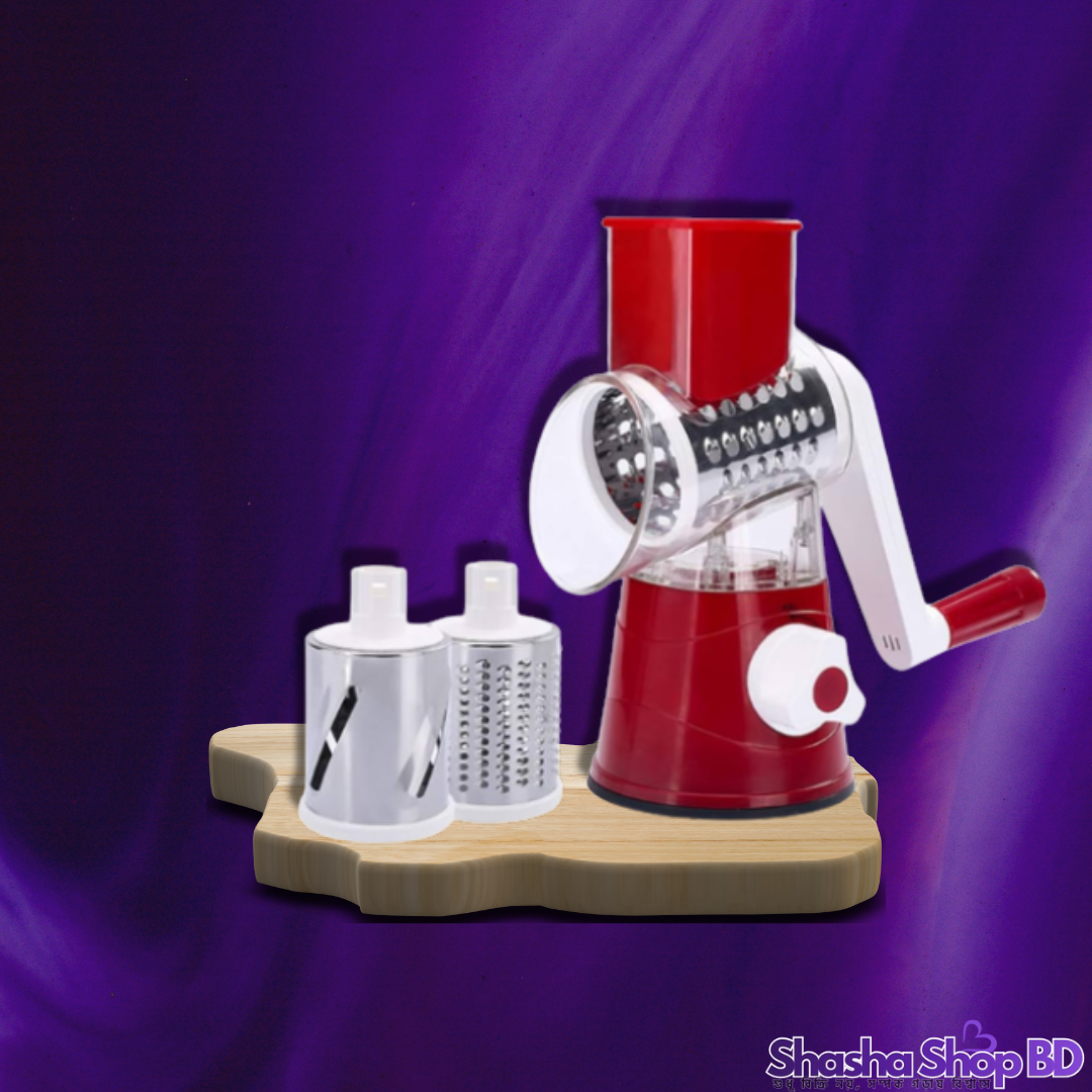 🥗 Red Cherry Drum Vegetable Grater (Model: KW-108) (Effortless Slicing & Shredding – আপনার কিচেনের কাজকে করুন ৫ গুণ দ্রুত ও সহজ!)