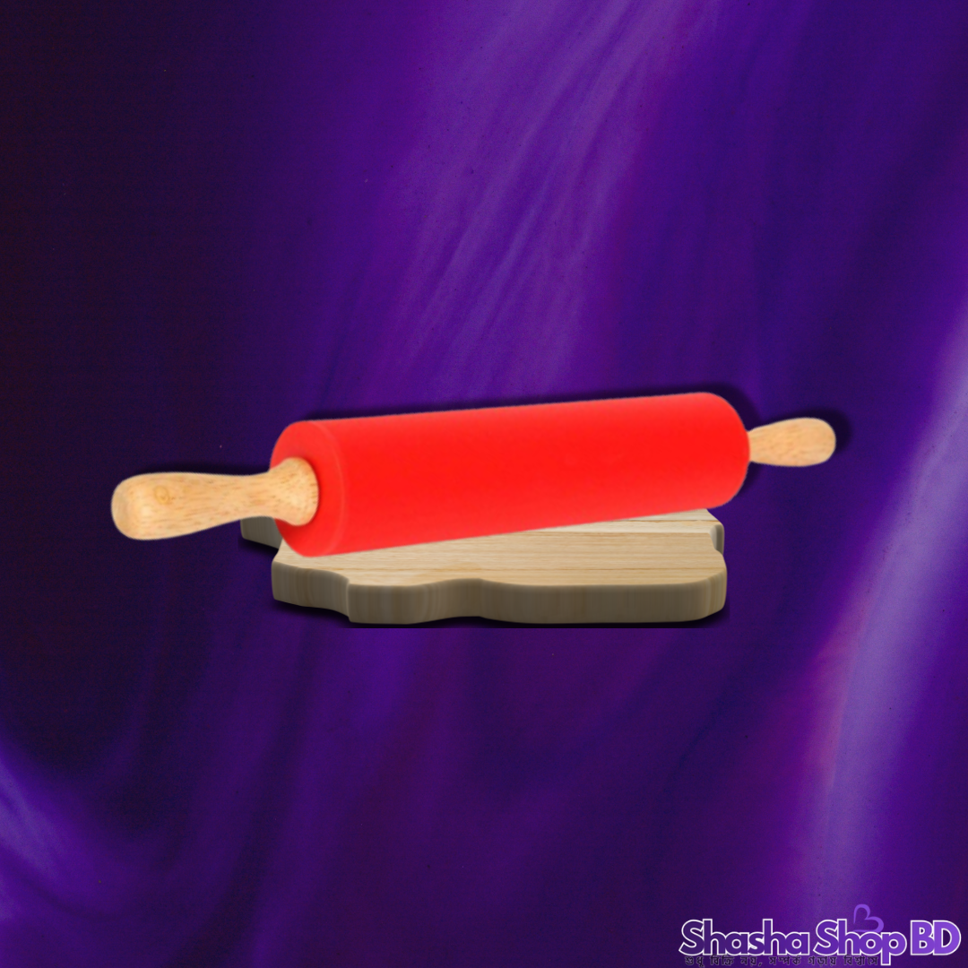 🥖 Red Cherry Silicone Rolling Pin (Model: KW-481) (Perfect Dough, Every Time – রুটি বা লুচি বেলা হোক একদম সহজ ও নিখুঁত!)