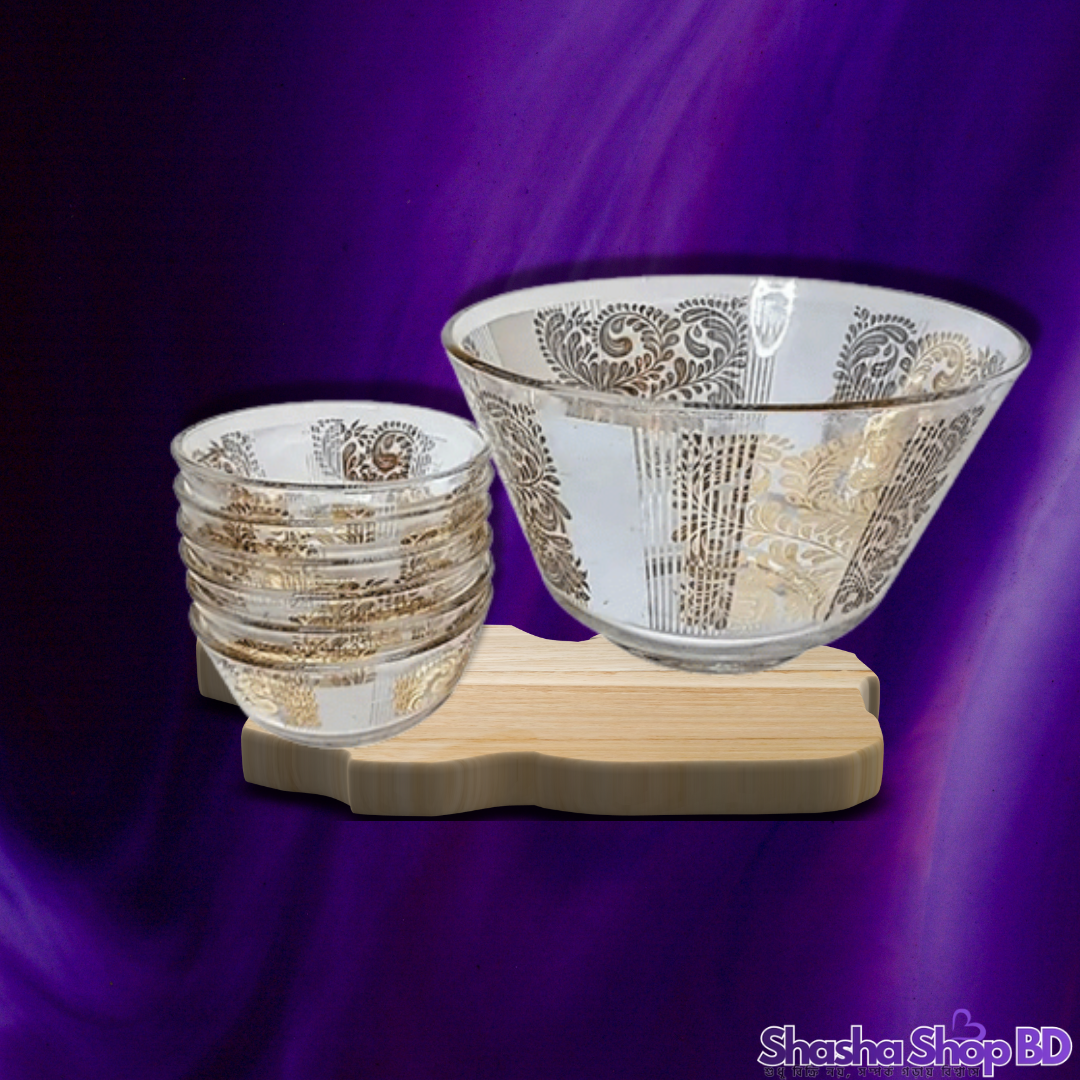 🥗 Loocl Luxury Salad Bowl Set with Gold Print - Model: AC29262 (Dine in Style – আপনার ডাইনিং টেবিলে নিয়ে আসুন রাজকীয় আভিজাত্য ও নান্দনিকতা!)