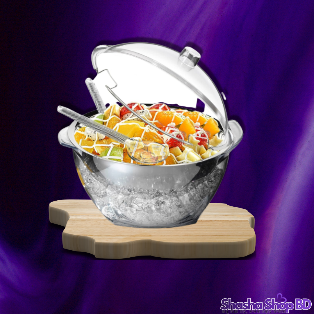 🥗 Loocl Ice Club Design Large Salad Bowl with Lid & Tongs - Model: CA13127 (Freshness Meets Style – আপনার পছন্দের সালাদ বা ডেজার্ট রাখুন সতেজ ও আকর্ষণীয়!)