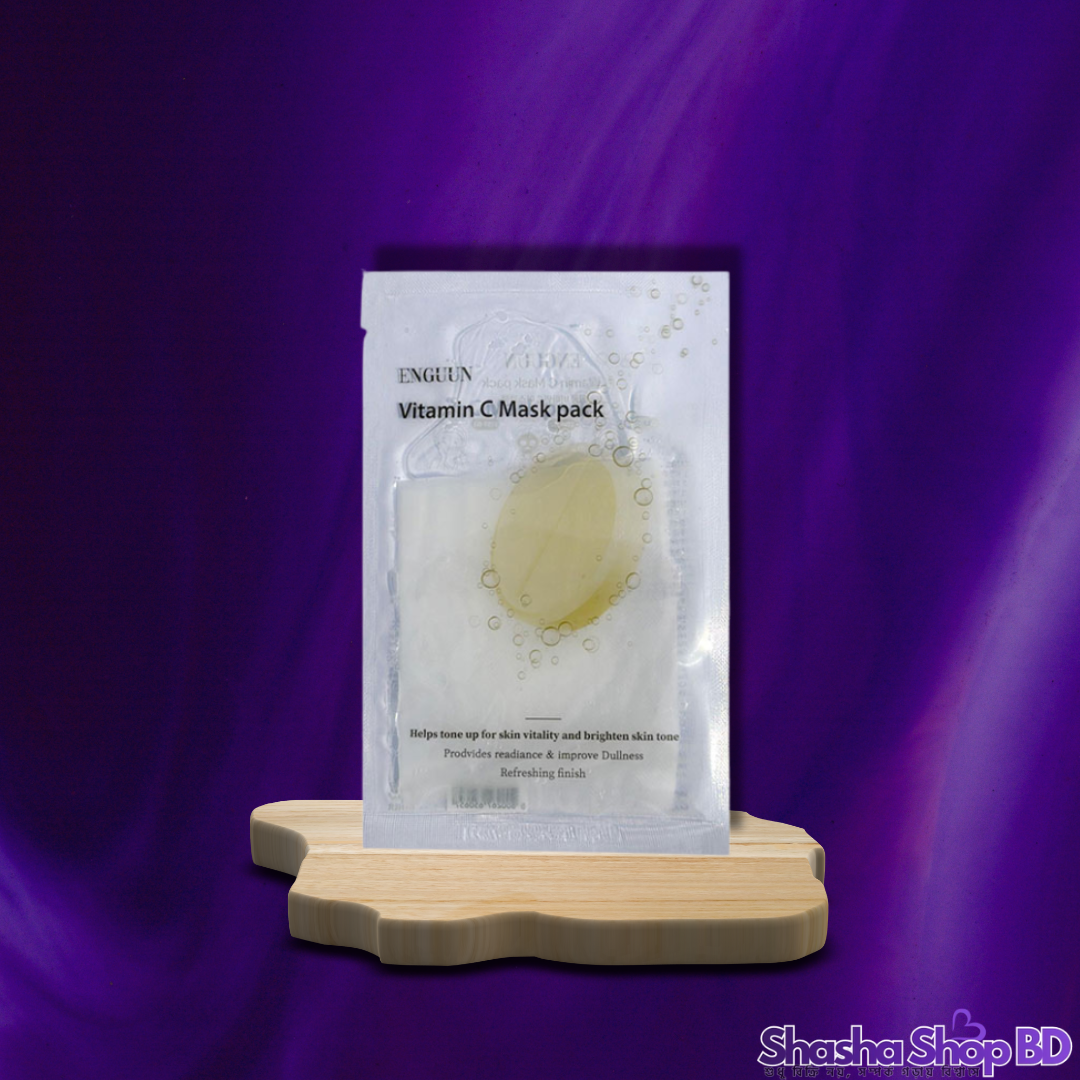 🍋 Enguun Vitamin C Mask Pack - Sheet Mask (Instant Brightening, Glow Boost – ভিটামিন সি-এর জাদুকরী ছোঁয়ায় ত্বক হোক উজ্জ্বল ও দাগমুক্ত!)