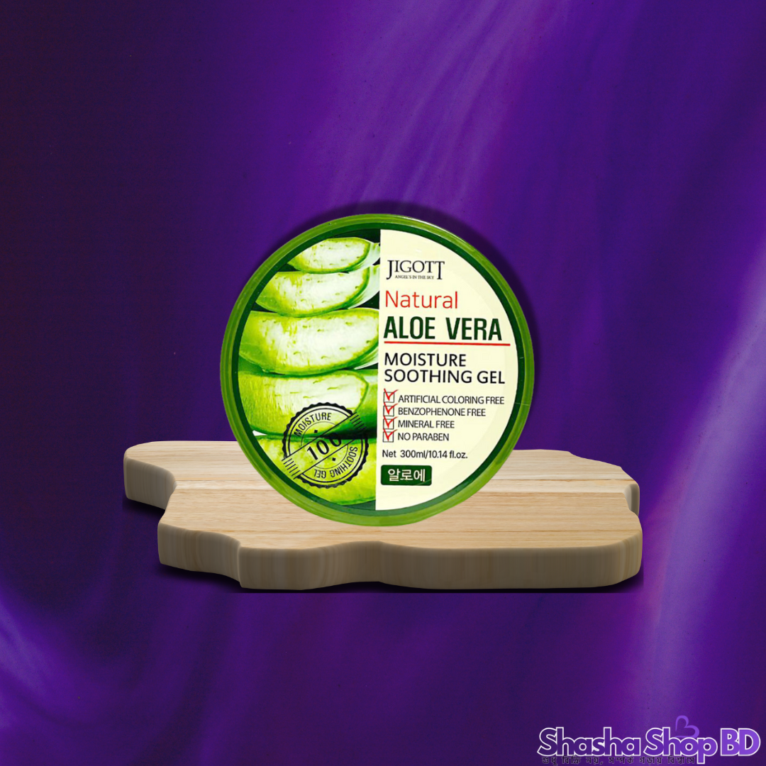 Jigott Natural Aloe Vera Moisture Soothing Gel - 300 ml (Pure Hydration, Ultimate Skin Relief – অ্যালোভেরার প্রাকৃতিক স্পর্শে ত্বক থাকুক আজীবন সতেজ!)