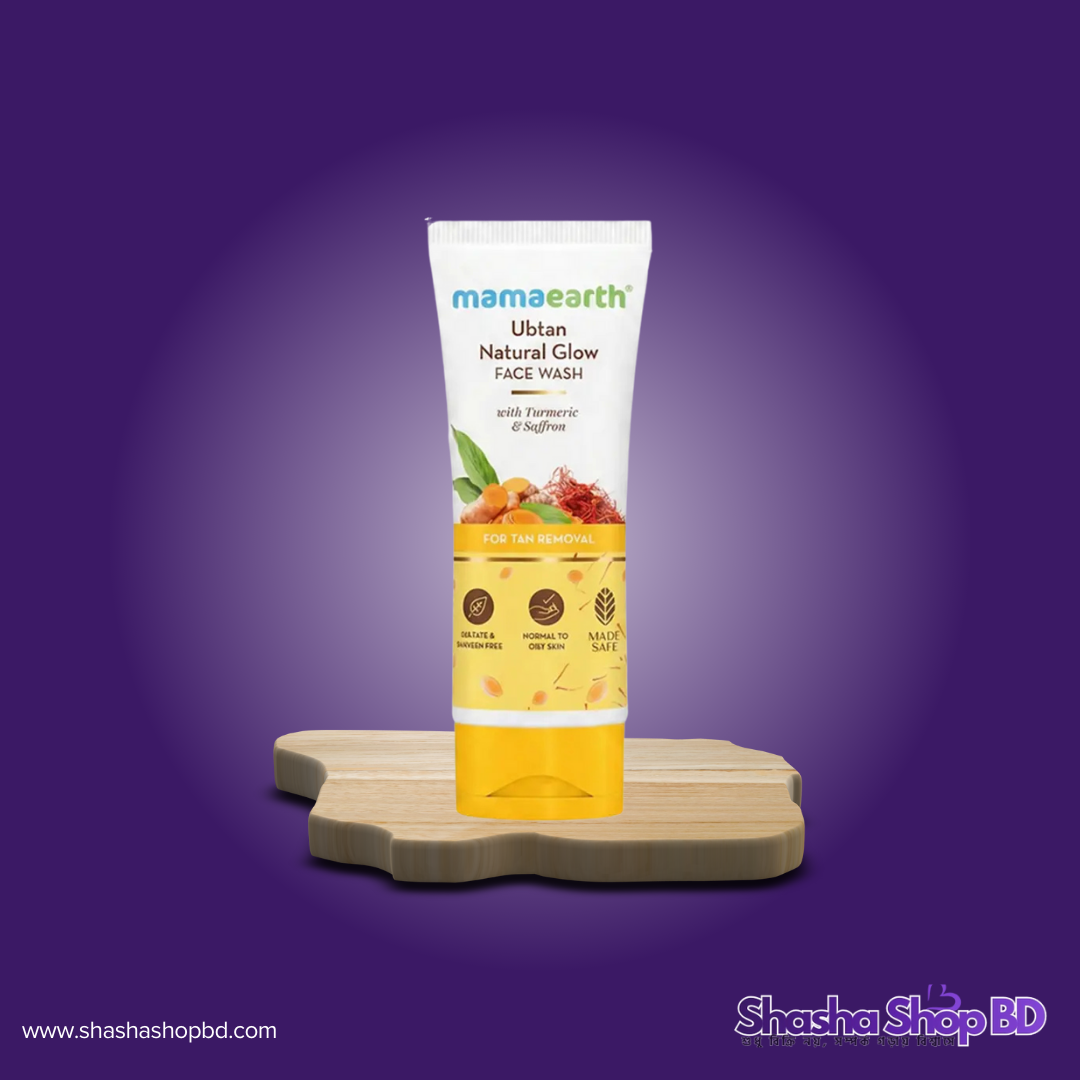 Mamaearth Ubtan Natural Glow Face Wash - 100ml (With Turmeric & Saffron for Tan Removal – উজ্জ্বল ও সতেজ ত্বকের জন্য হলুদের প্রাচীন বিশুদ্ধতা!)