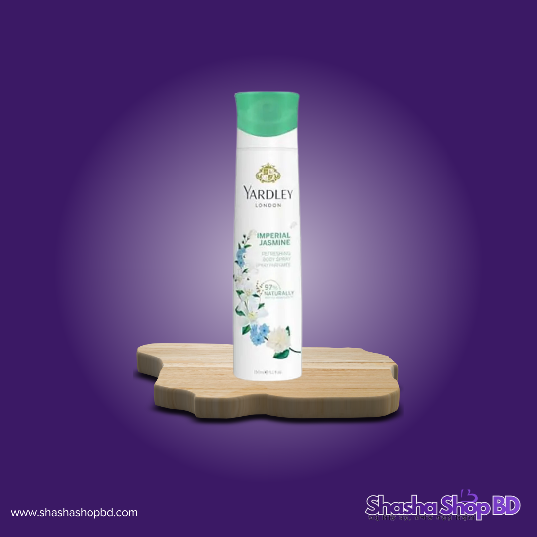 🌿 Yardley London Imperial Jasmine Body Spray - 150ml (Refreshing Floral Fragrance – আভিজাত্য এবং স্নিগ্ধ জুঁই ফুলের সুবাসে নিজেকে রাখুন সারাদিন সতেজ!)