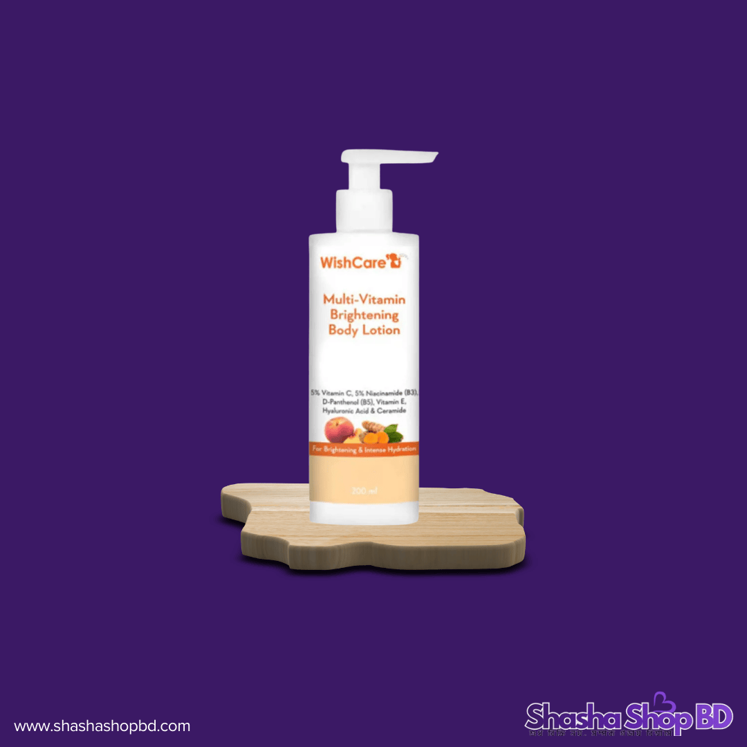 WishCare Multi-Vitamin Brightening Body Lotion - 200ml (For Brightening & Intense Hydration – ভিটামিনের শক্তিতে ত্বক হোক উজ্জ্বল ও প্রাণবন্ত!)