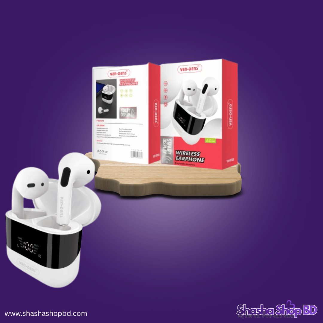 VEN-DENS VD-BT008 Wireless Earphone - স্মার্ট ডিসপ্লে ও প্রিমিয়াম সাউন্ডের চমৎকার কম্বিনেশন