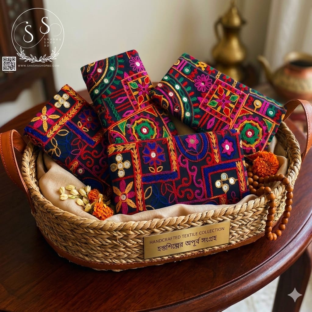 Premium Handcrafted Embroidery Clutch with Mirror Work | Shasha Shop