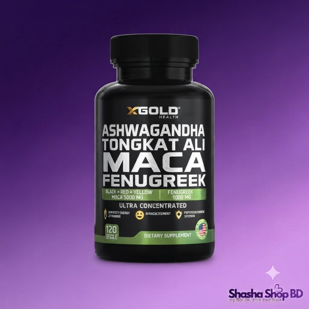 XGold Health Ashwagandha, Tongkat Ali, Maca & Fenugreek Ultra Concentrated 4-in-1 Formula - 120 Capsules | Made in USA Original