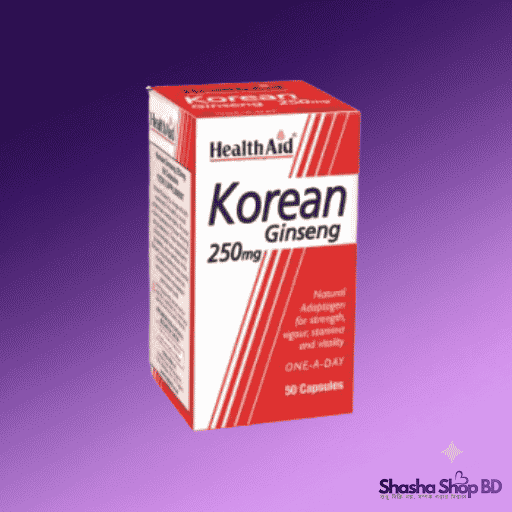 HealthAid Korean Ginseng 250mg – One-A-Day Natural Adaptogen (50 Capsules)