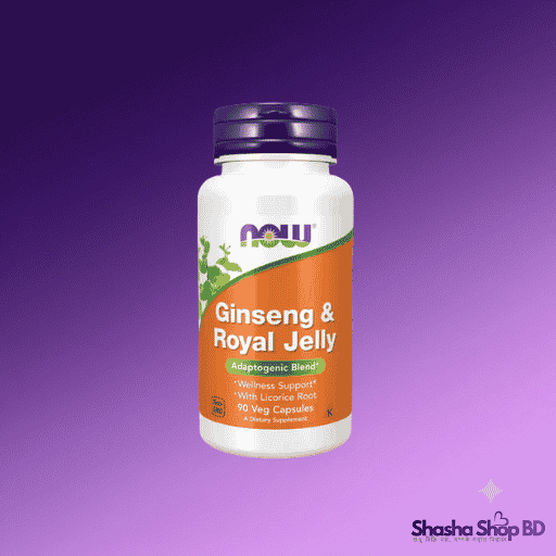 NOW Foods Ginseng & Royal Jelly – Adaptogenic Blend with Licorice Root (90 Veg Capsules)