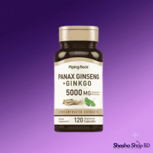Piping Rock Panax Ginseng + Ginkgo 5000mg – Concentrated Extract (120 Vegetarian Capsules)