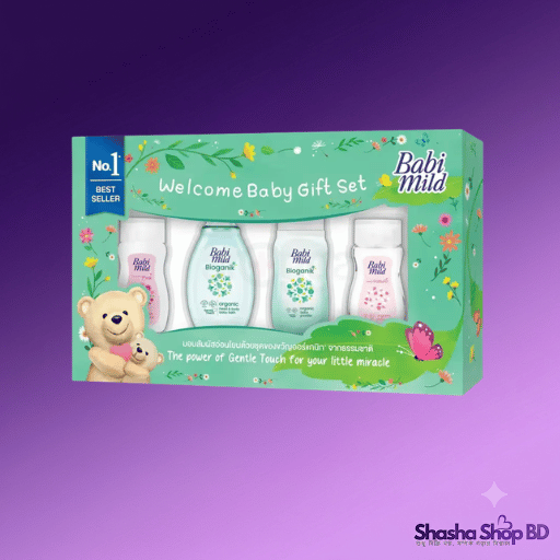 Babi Mild Welcome Baby Gift Set – Mini Set with Bioganik Organic Baby Bath & Lotion (Product of Thailand)