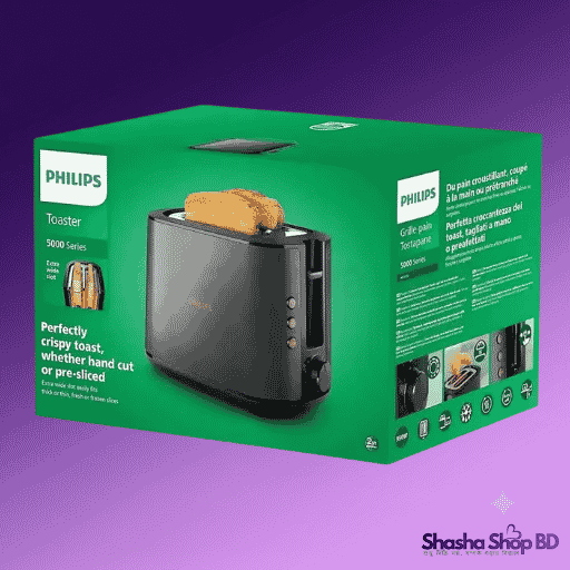 Philips 5000 Series Toaster HD2650/31 – 950W, 2 Wide Slots, 8 Browning Settings | Shasha Shop BD