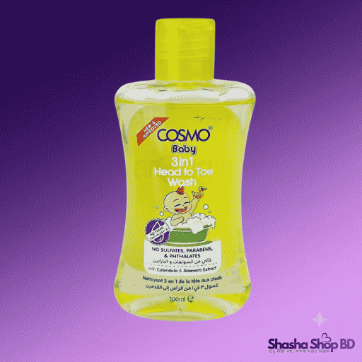 Cosmo 3-in-1 Baby Wash - Head to Toe for Sensitive Skin, 100ml - Made in Dubai - Shasha Shop BD