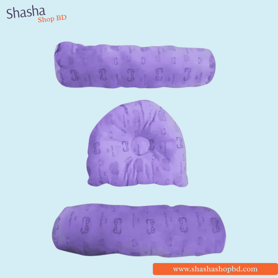 Happy Baby Cartoon Printed Pillow Set (Lavender) | Shasha Shop BD