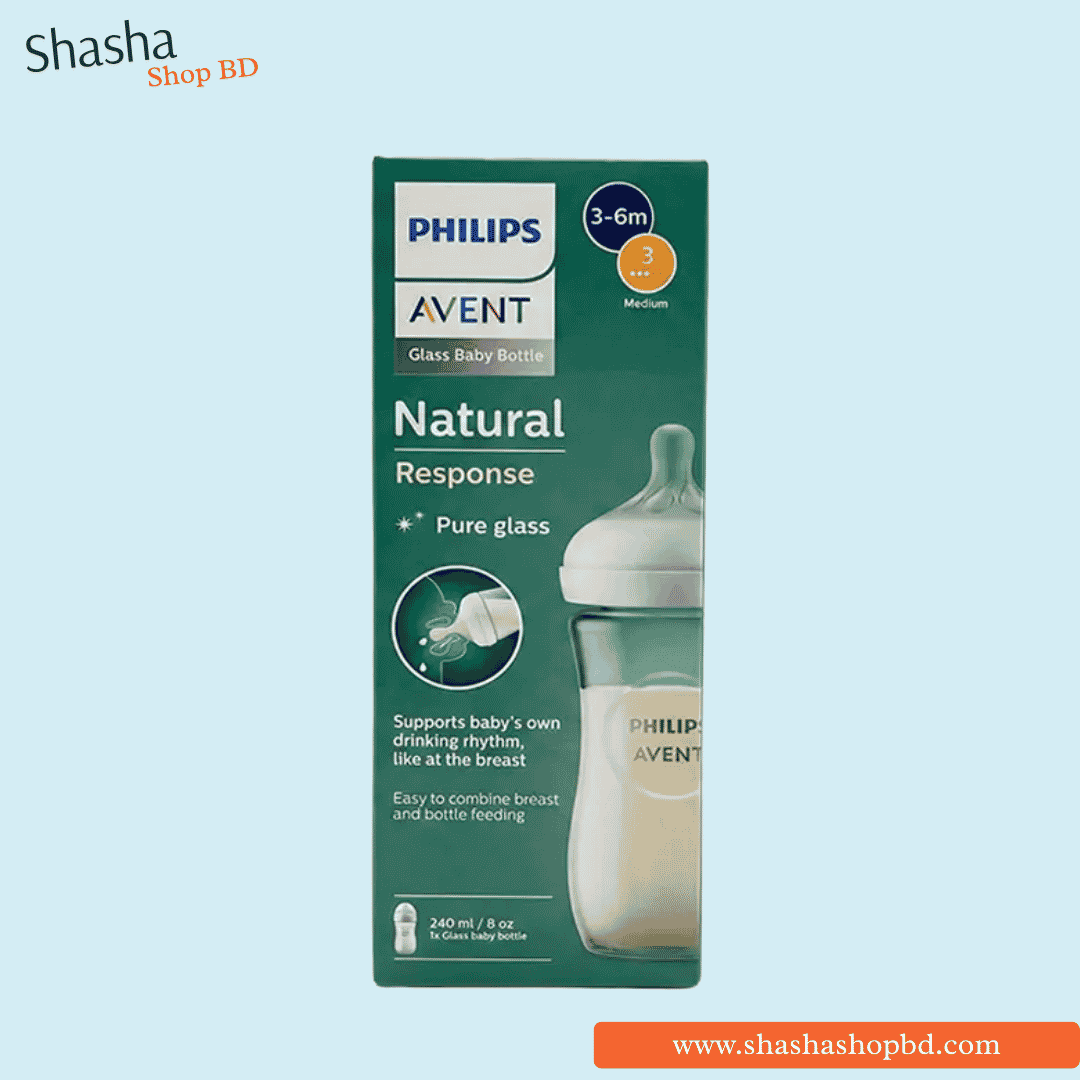Philips Avent Natural Response Glass (3-6m) Baby Bottle - 240ml | Shasha Shop BD