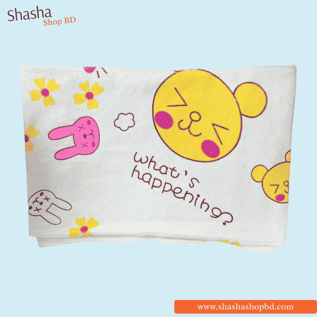 Cartoon Printed Baby Towel (Yellow Colour) | Shasha Shop BD