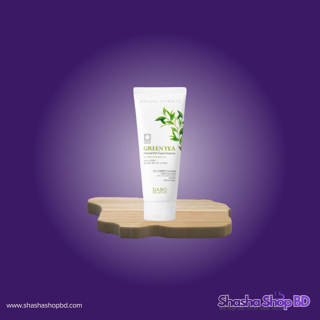 Dabo Green Tea Natural Rich Foam Cleanser 180ml | Original Korean Face Wash | Shasha Shop BD