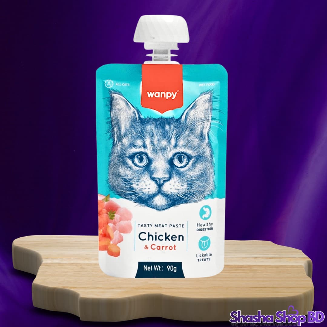 Wanpy Tasty Meat Paste Chicken & Carrot 90g | Healthy Cat Treat | Shasha Shop BD
