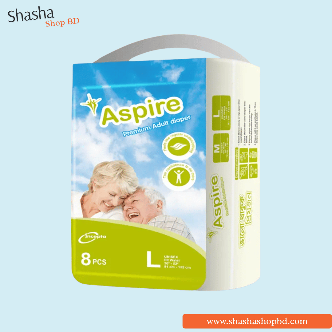 Aspire Premium Adult Diaper Belt System (L) 8pcs | অ্যাসপায়ার অ্যাডাল্ট বেল্ট ডায়াপার | Shasha Shop BD