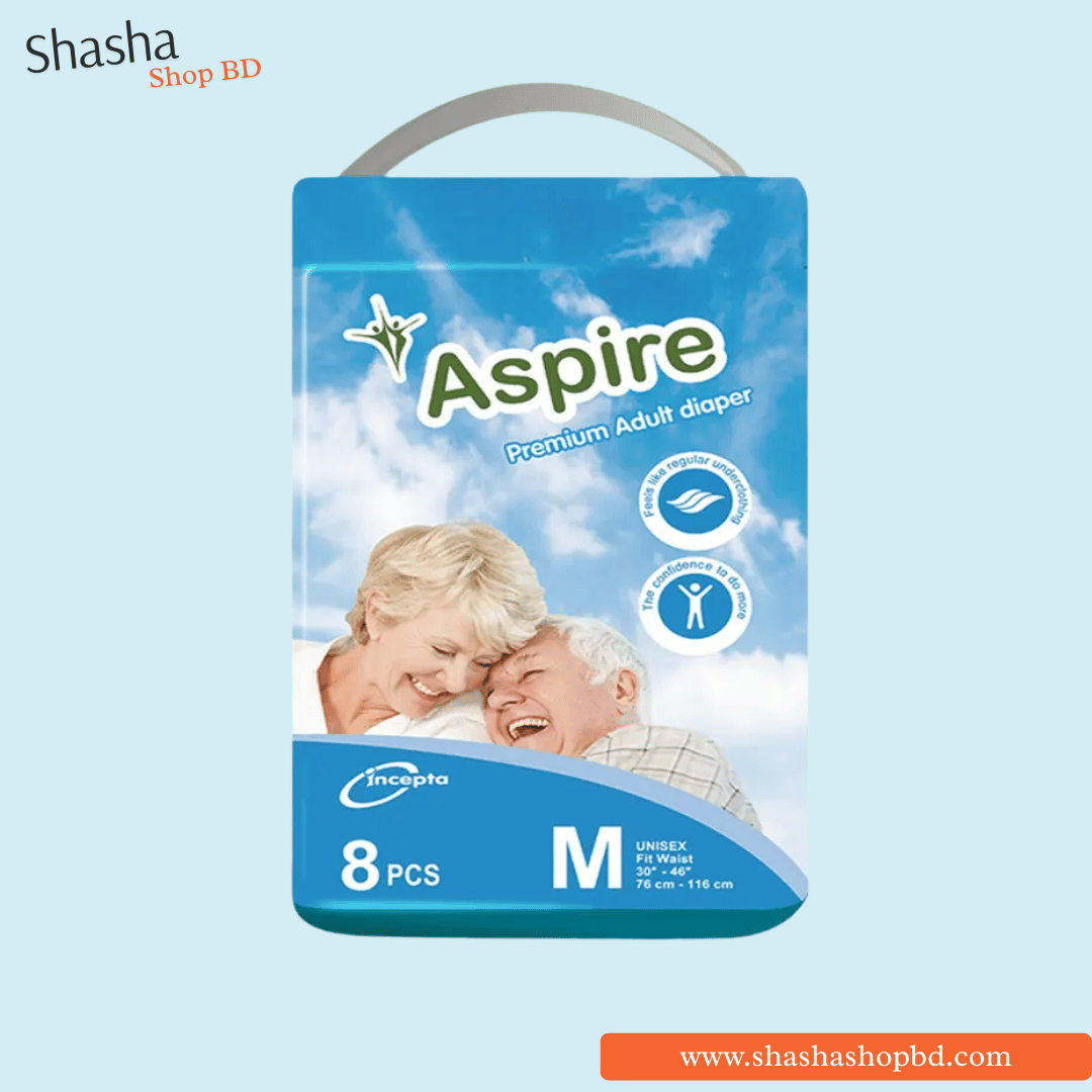 Aspire Premium Adult Diaper Belt System (M) 8pcs | অ্যাসপায়ার অ্যাডাল্ট বেল্ট ডায়াপার | Shasha Shop BD