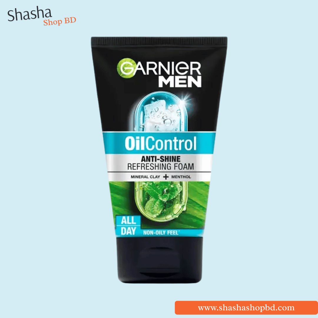 Garnier Men Oil Control Anti-Shine Refreshing Foam 100ml | গার্নিয়ার মেন অয়েল কন্ট্রোল ফোম | Shasha Shop BD