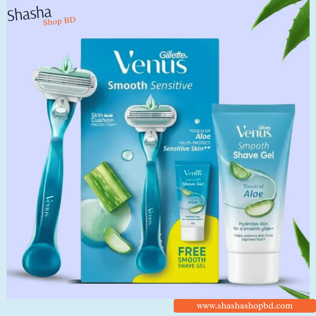 Gillette Venus Smooth Sensitive Razor for Women (Free Shave Gel) | জিলেট ভেনাস স্মুথ সেনসিটিভ রেজর | Shasha Shop BD