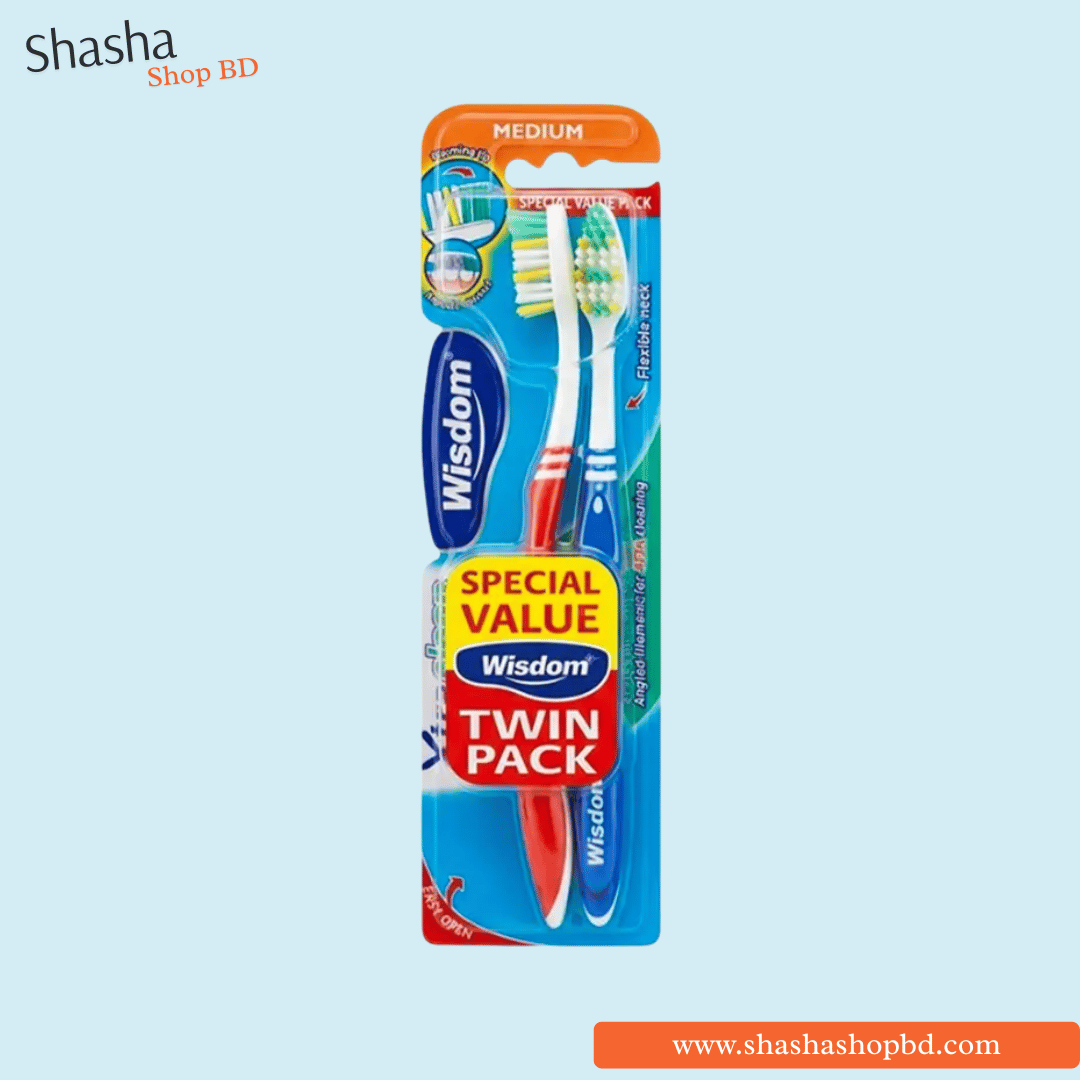 Wisdom Xtra Clean Medium Toothbrush Twin Pack | Shasha Shop BD