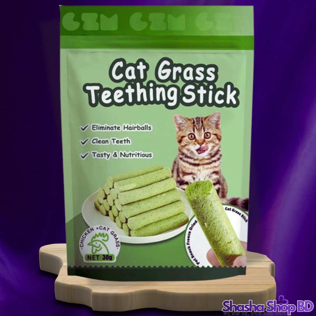 🌿 Cat Grass Teething Stick – 30g (Tasty, Nutritious & Dental Care | Shasha Shop BD