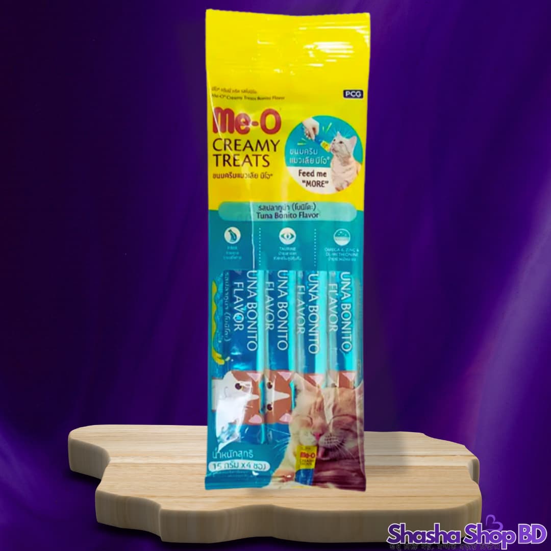 🐾 Me-O Creamy Treats Tuna Bonito Flavor – 60g (15g × 4 Sticks) (A Special Seafood Feast | Shasha Shop BD