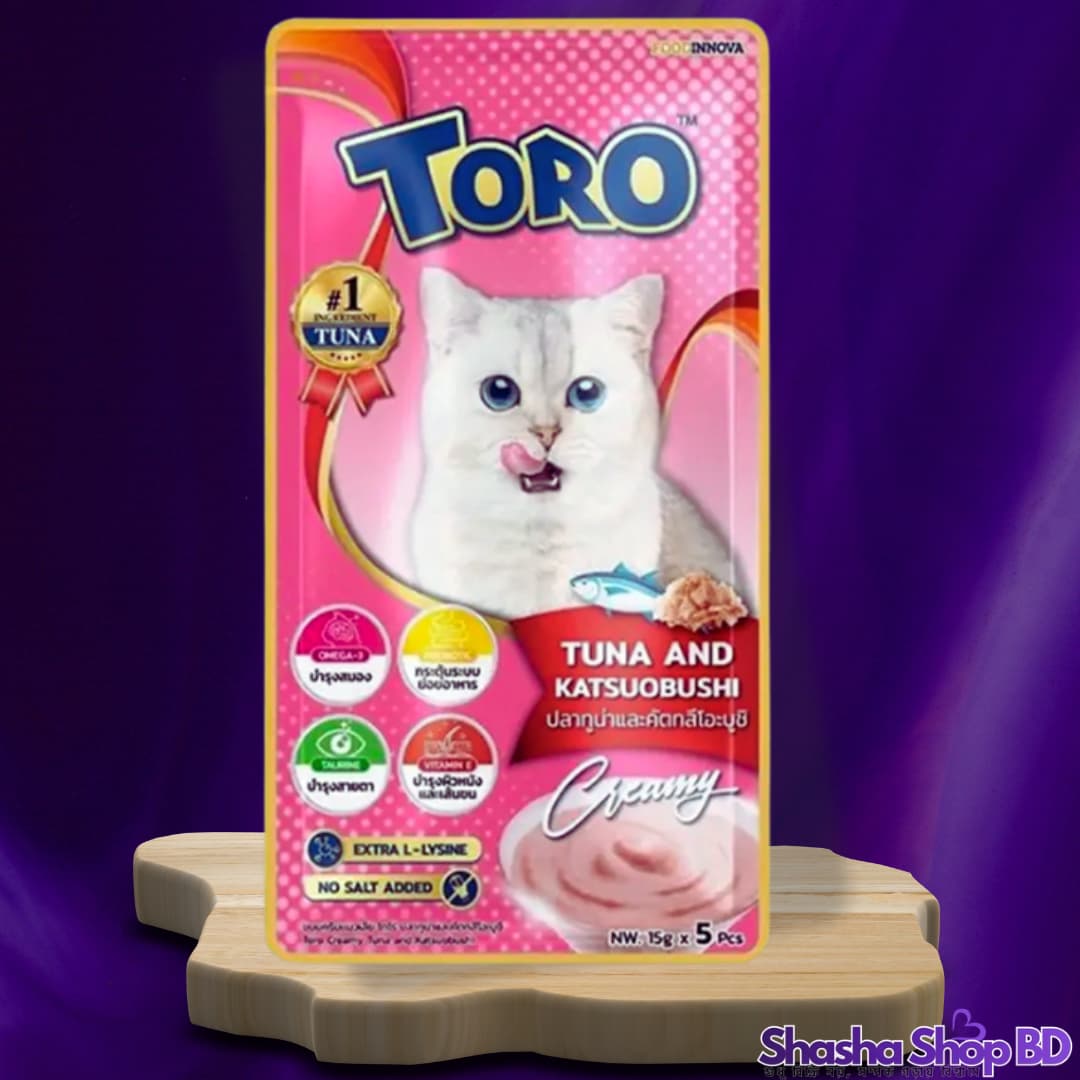 🐾 Toro Tuna and Katsuobushi Creamy Treats – 75g (15g × 5 Pcs) (A Premium Seafood Delight | Shasha Shop BD