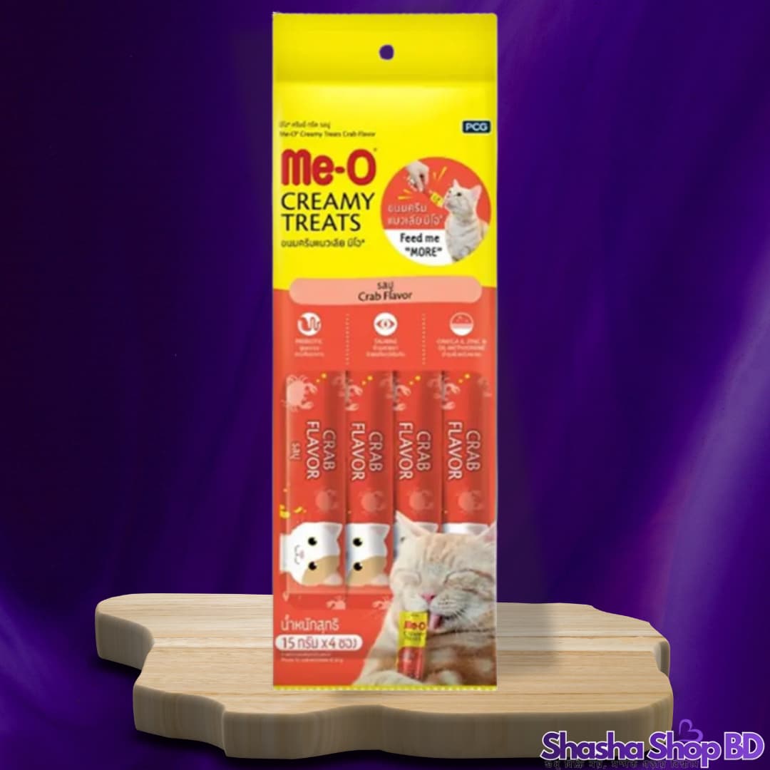 🐾 Me-O Creamy Treats Crab Flavor – 60g (15g × 4 Sticks) (A Crustacean Delight for Your Cat | Shasha Shop BD
