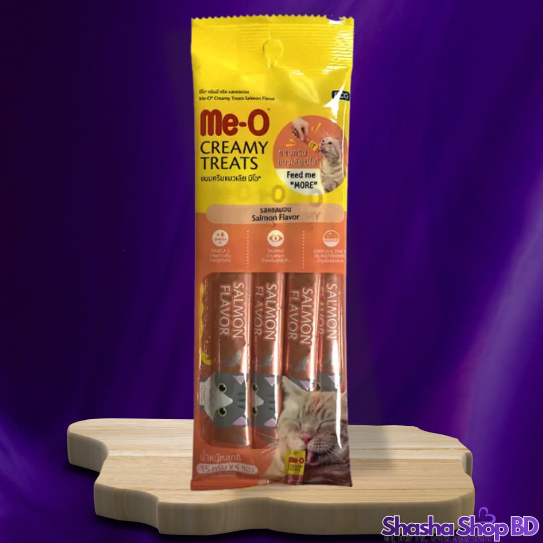 🐾 Me-O Creamy Treats Salmon Flavor – 60g (15g × 4 Sticks) (A Delicious & Nutritious Reward | Shasha Shop BD