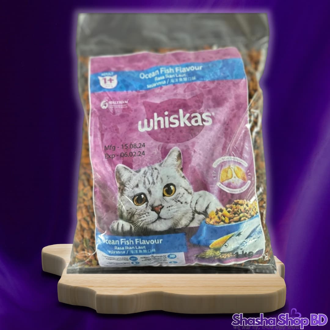 🐾 Whiskas Adult Ocean Fish Flavor – 1kg (Balanced Nutrition for a Healthy, Happy Cat – ১ কেজি প্যাকে সাগরের মাছের পুষ্টি ও স্বাদ!)