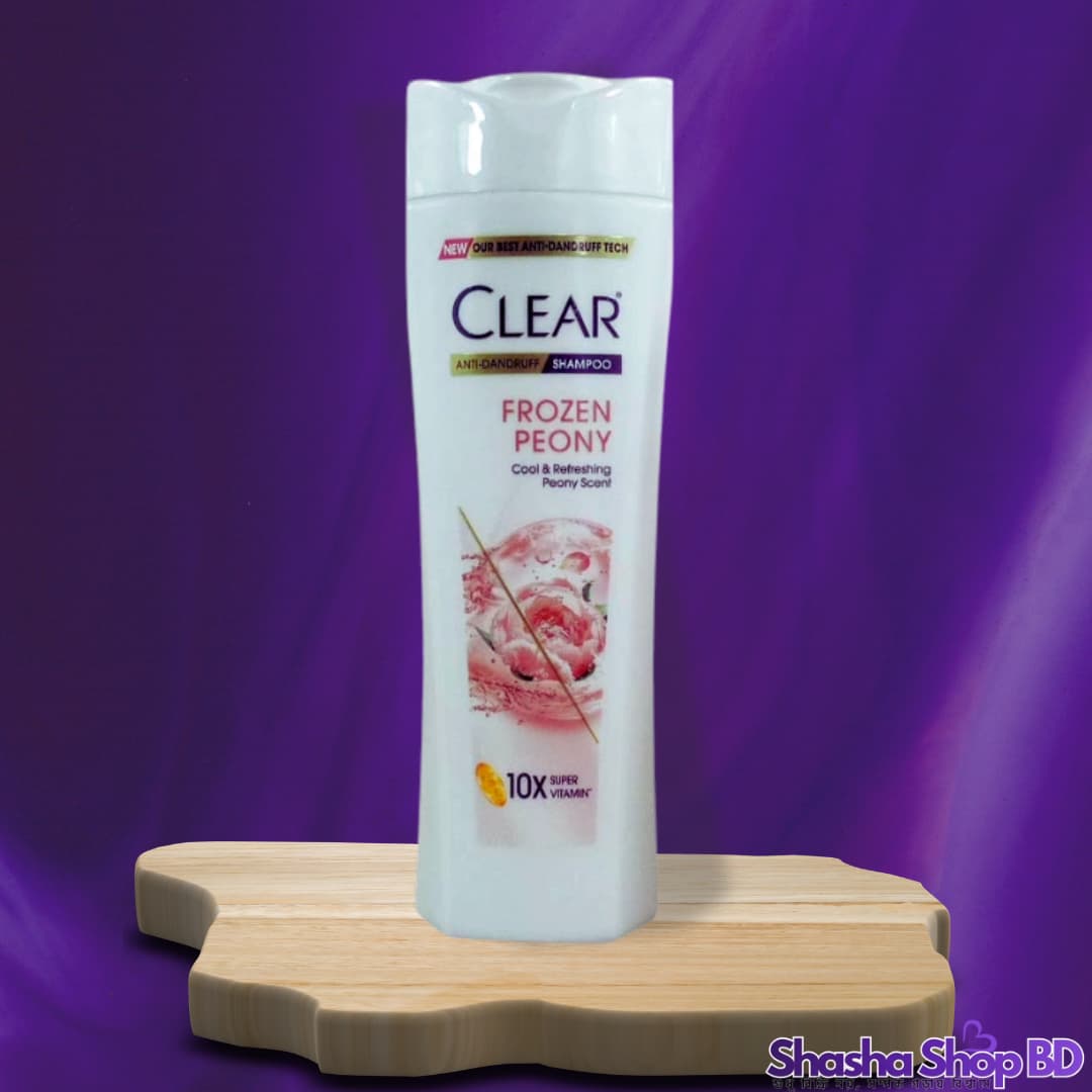 Clear Anti-Dandruff Frozen Peony Shampoo – 300ml (Cool & Refreshing Peony Scent – ১০ গুণ সুপার ভিটামিনের শক্তিতে খুশকি দূর করুন এবং পান সতেজ ও সুন্দর চুল!)